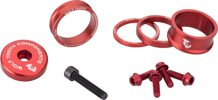 Wolf Tooth BlingKit: Headset Spacer Kit 3 510 15mm Red Headset Spacers Wolf Tooth