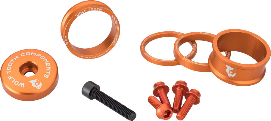 Wolf Tooth BlingKit: Headset Spacer Kit 3 510 15mm Orange Headset Spacers Wolf Tooth