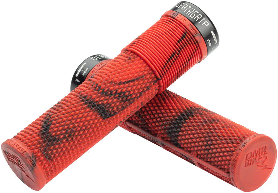 DMR DeathGrip Flangeless Grips Thin Lock On Marble Red B DM2939