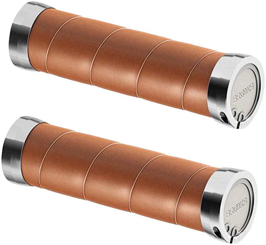 Brooks Slender Leather Grips - Honey 130/130mm Grips Brooks