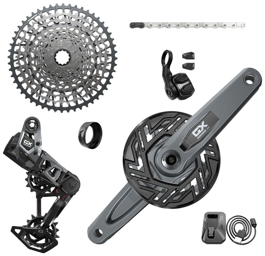 SRAM GX Eagle T-Type Ebike AXS Groupset - 160mm ISIS Crank Arms Bosch 36T Ring/Clip-On Guard Derailleur Shifter 10-52t Cassette Group Kits SRAM