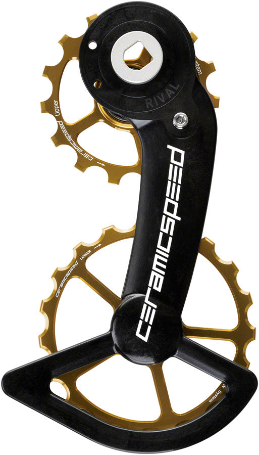 CeramicSpeed OSPW Pulley Wheel System SRAM Rival AXS - Alloy Pulley Carbon Cage Gold Cage Assembly CeramicSpeed