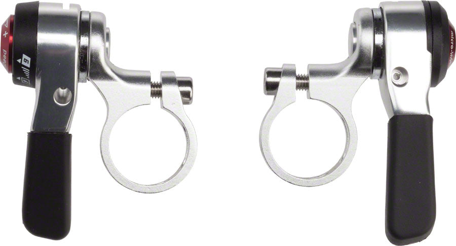 microSHIFT Thumb Shifter Set 9-Speed Double/Triple Shimano Compatible Silver Shifters microSHIFT
