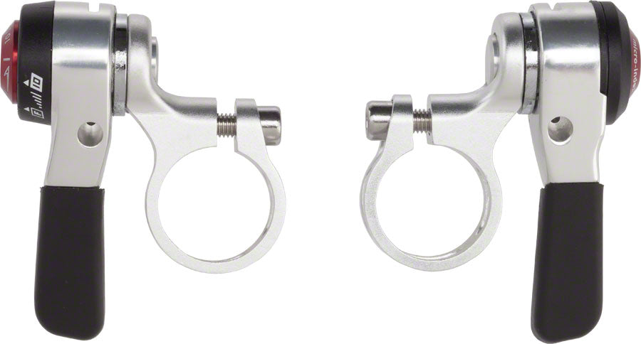microSHIFT Thumb Shifter Set 10-Speed Road Double/Triple Shimano Compatible Silver Shifters microSHIFT