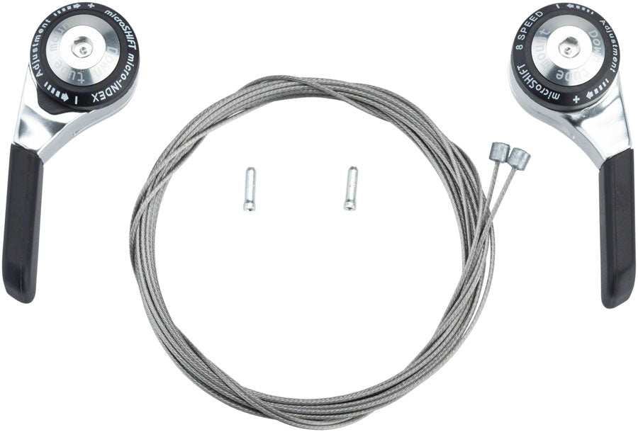 microSHIFT Down Tube Shifter Set 8-Speed Double/Triple Shimano Compatible Silver Shifters microSHIFT