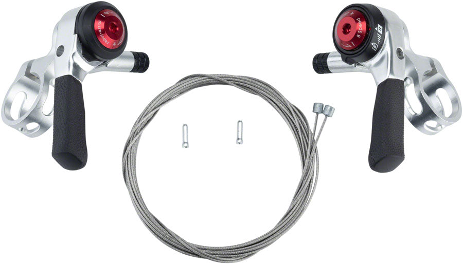 microSHIFT Thumb Shifter Set 8-Speed Double/Triple Shimano Compatible Black Shifters microSHIFT