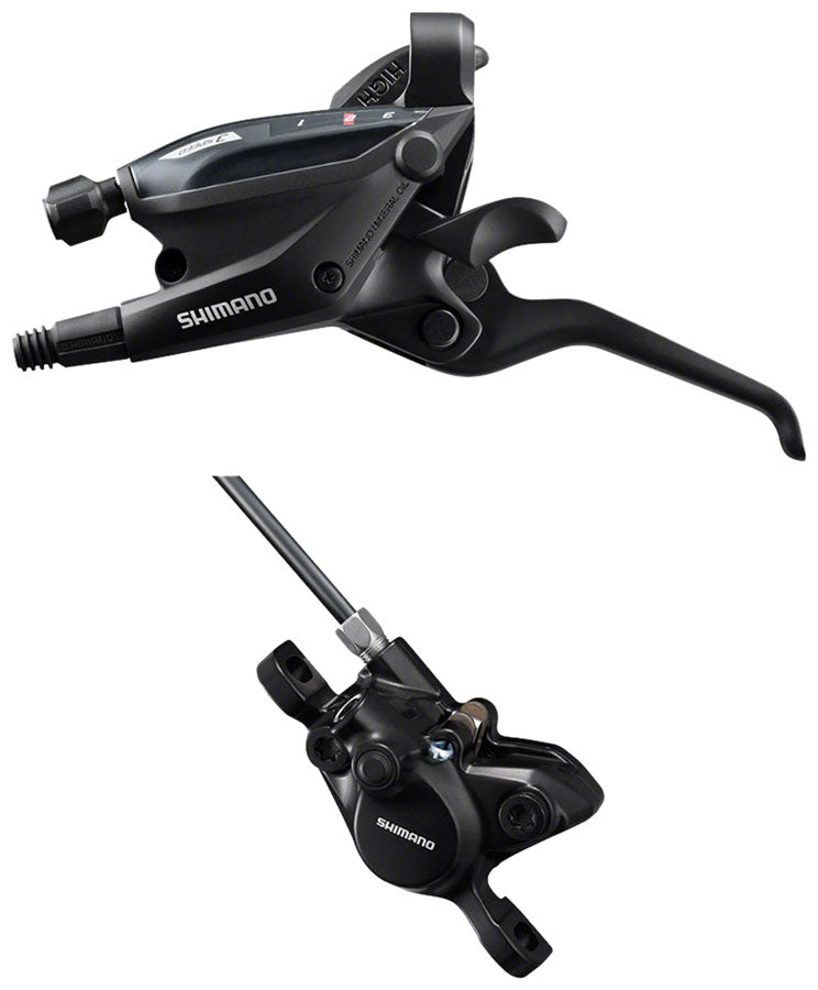 Shimano ST-EF505 EZ Fire Plus Shift/Brake Lever BR-MT200 Disc Brake Caliper - Left/Front 3x Shift 2-Piston BLK Brake/Shift Lever - Flat Bar Shimano