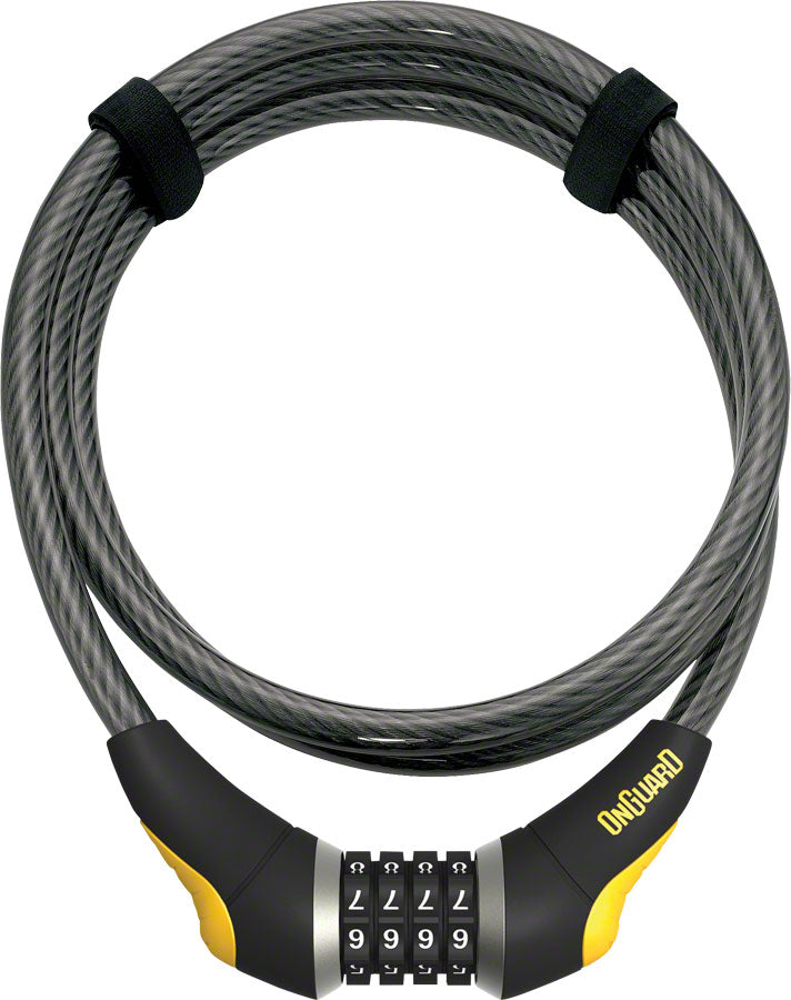 OnGuard Akita Resettable Combo Cable Lock: 6 x 12mm Gray/Yellow Cable Locks OnGuard