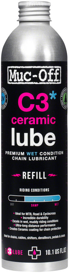Muc-Off C3 Wet Ceramic Bike Chain Lube - 300ml Aluminum Refill Bottle Degreaser / Cleaner Muc-Off