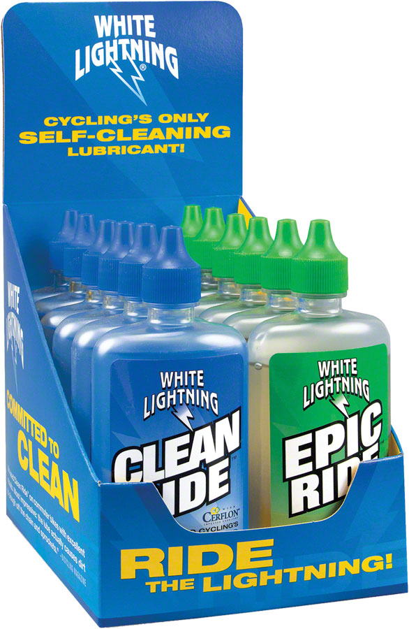 White Lightning Clean Ride Epic Ride Bike Chain Lube - 4oz Drip Box of 12 Degreaser / Cleaner White Lightning