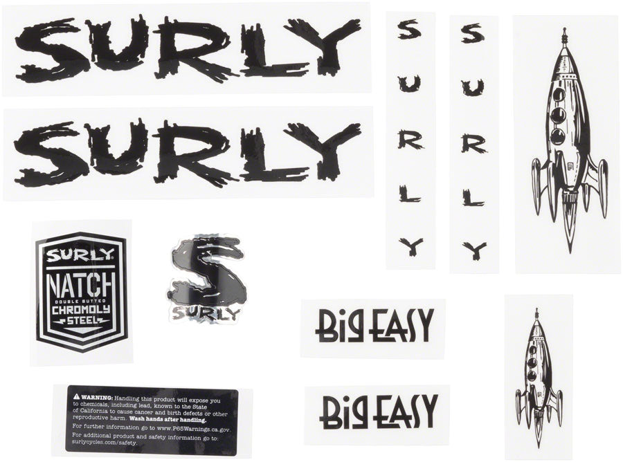 Surly Big Easy Frame Decal Set - Black with Rocket Sticker/Decal Surly