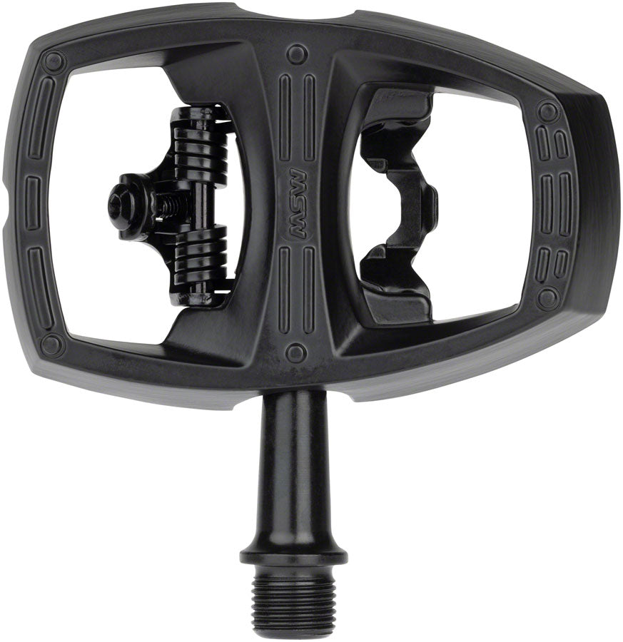 MSW Flip II Pedals - Single Side Clipless with Platform Aluminum 9/16" Black Pedals MSW