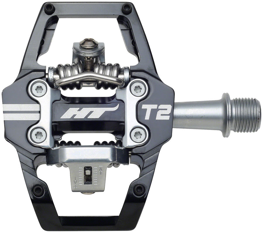 HT Components T2 Pedals - Dual Sided Clipless Platform Aluminum 9/16" BLK Pedals HT Components