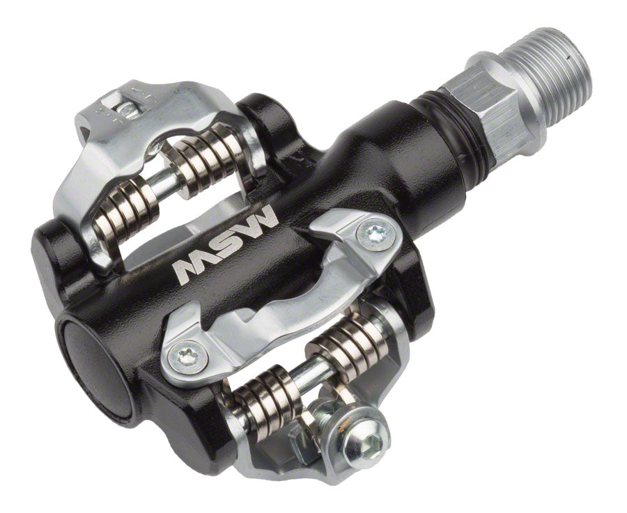 MSW MP-100 Pedals - Dual Sided Clipless Aluminum 9/16" Black/Silver Pedals MSW