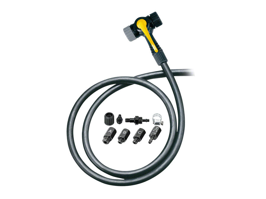 Topeak TwinHead Schrader/Presta Valve Adaptor 38" Hose Retrofits Most Pumps Pump Parts Topeak