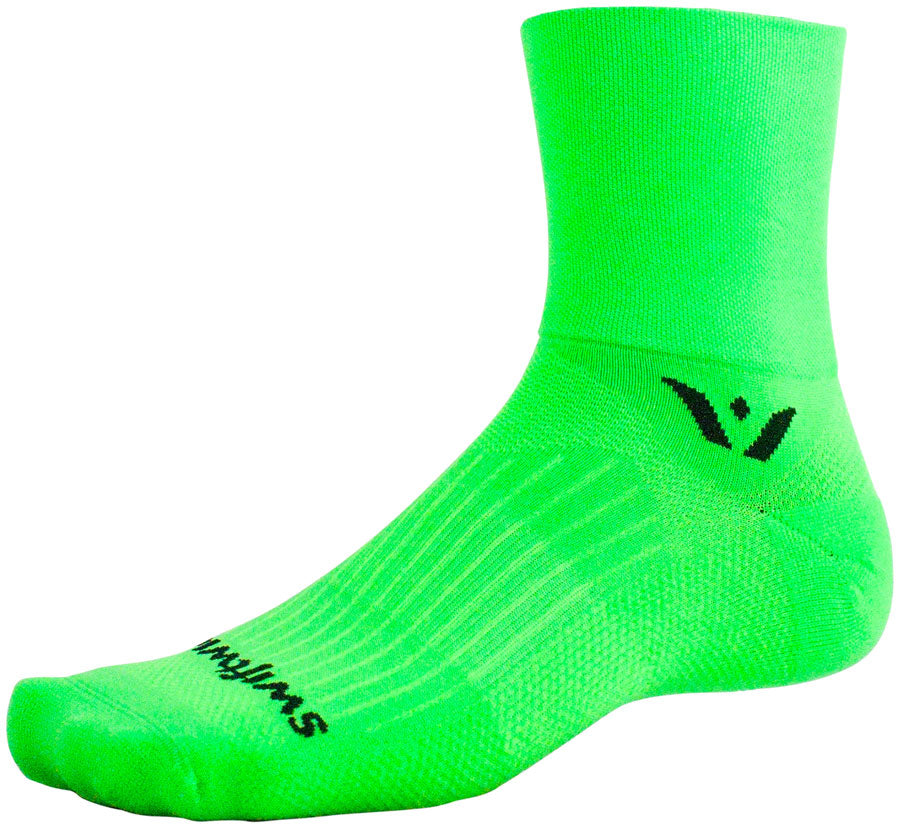 Swiftwick Aspire Four Socks - 4" Lime Green Small Socks Swiftwick