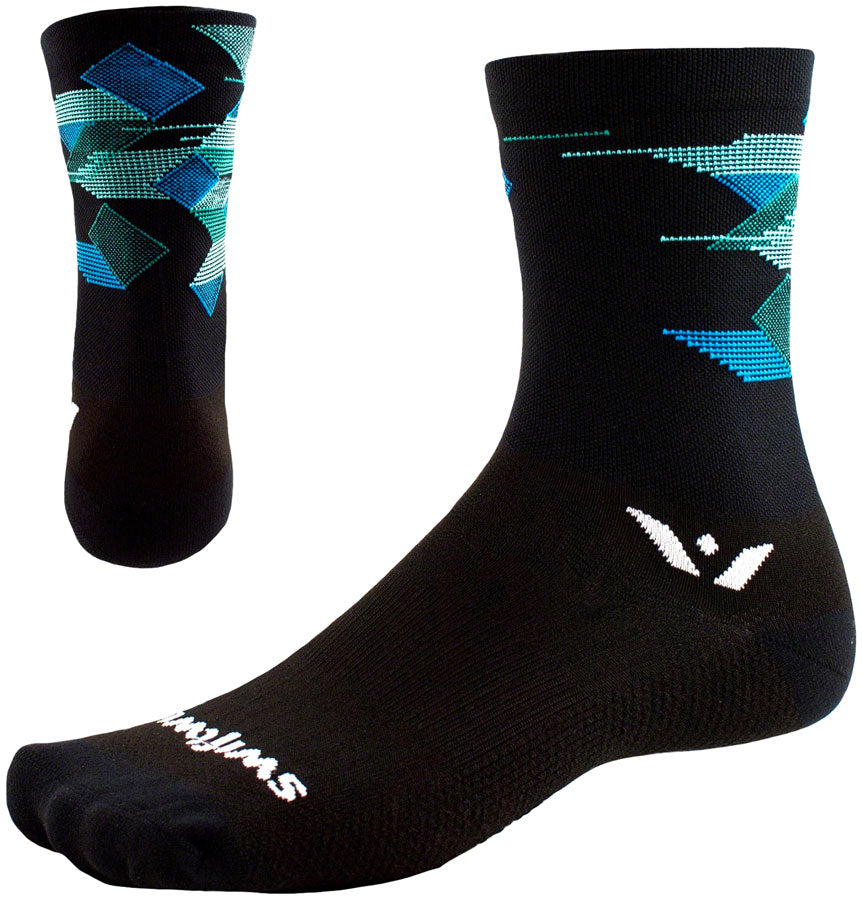 Swiftwick Vision Six Cubic Sock - 6" Black Small Socks Swiftwick