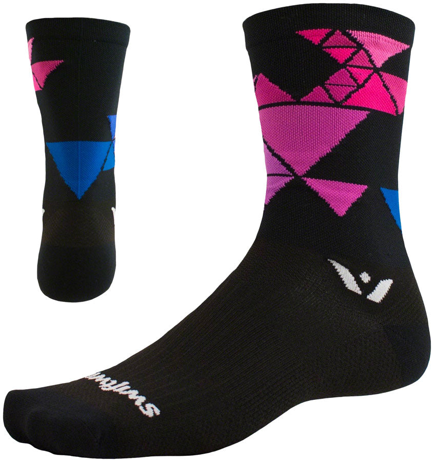 Swiftwick Vision Six Geometric Sock - 6" Black X-Large Socks Swiftwick