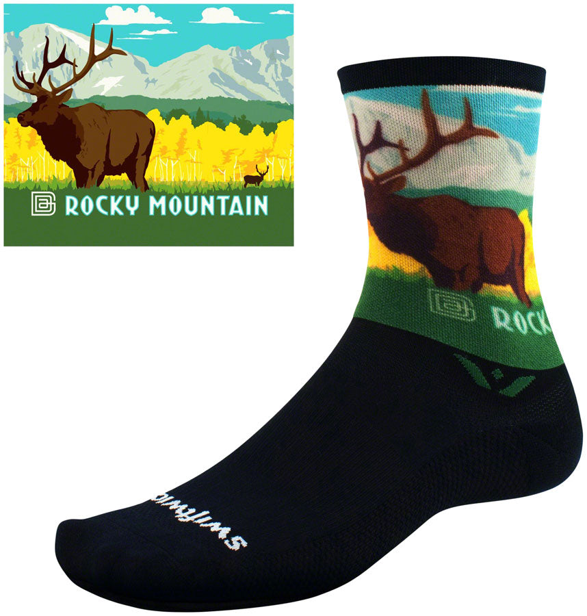 Swiftwick Vision Six Impression National Park Socks - 6" Rocky Mountains X-Large Socks Swiftwick