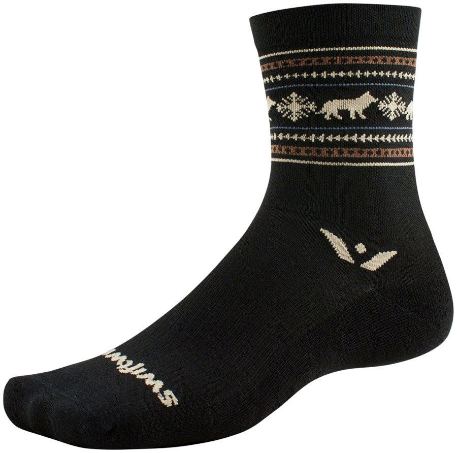 Swiftwick Vision Five Winter Collection Socks - 5" Winter Black Wolves XL Socks Swiftwick