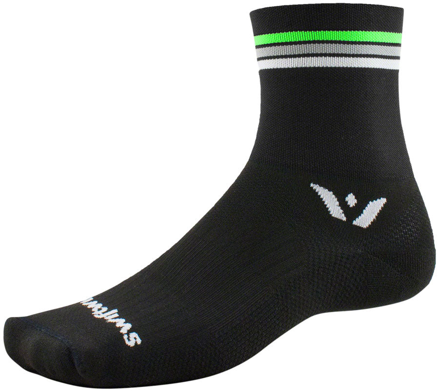 Swiftwick Aspire Four Socks - 4" Black Stripe Medium Socks Swiftwick