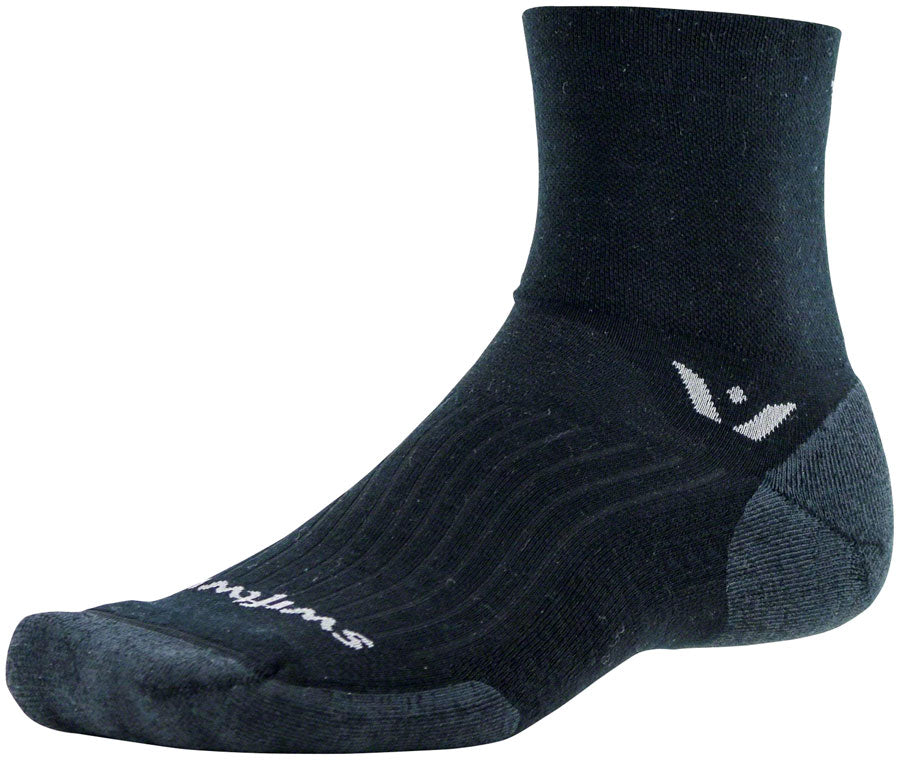 Swiftwick Pursuit Four Wool Socks - 4" Black Small Socks Swiftwick