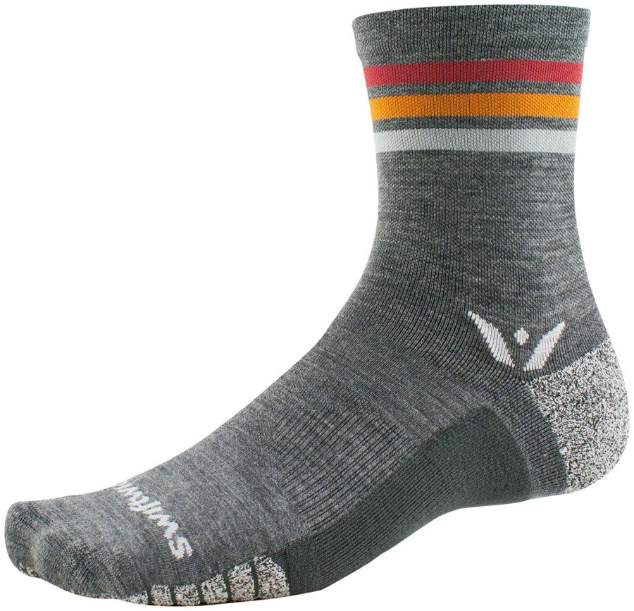 Swiftwick Flite XT Trail Five Socks - 5" Red Stripe Small Socks Swiftwick