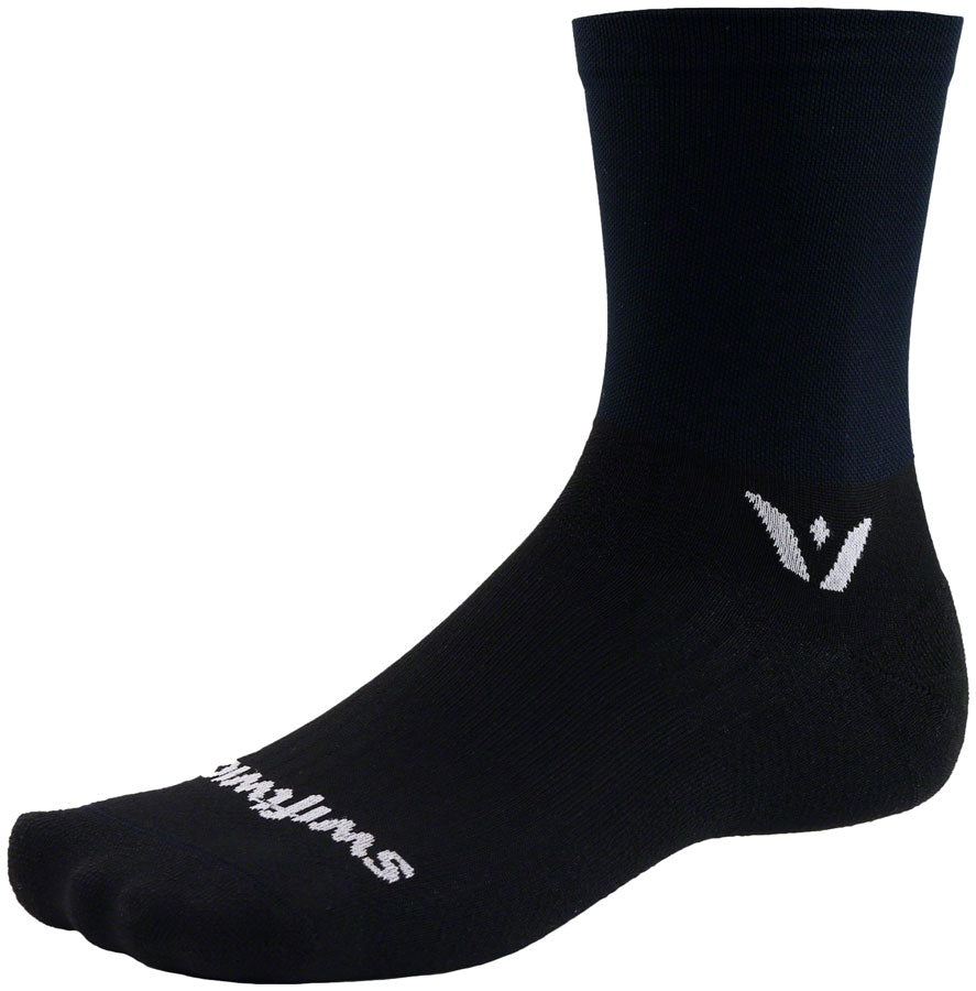 Swiftwick Aspire Five Socks - 5" Black Large Socks Swiftwick