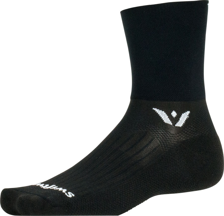 Swiftwick Aspire Four Socks - 4" Black Medium Socks Swiftwick
