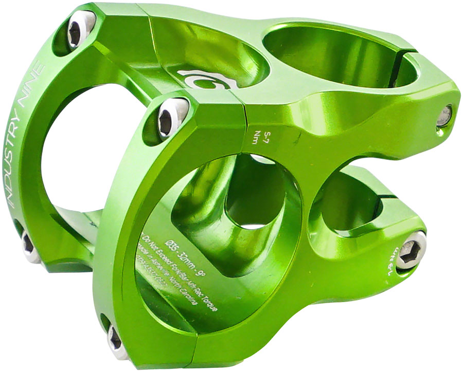 Industry Nine A35 Stem - 32mm 35 Clamp +/-9 1 1/8" Aluminum Lime Stems Industry Nine