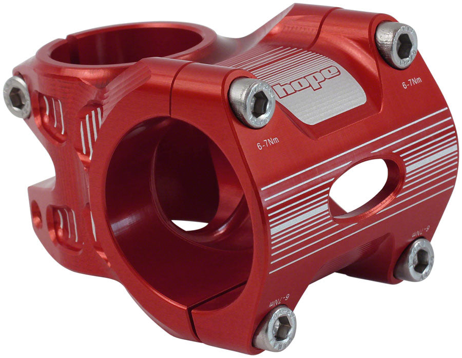 Hope AM/Freeride Stem - 35mm 35 Clamp +/-0 1 1/8" Aluminum Red Stems Hope