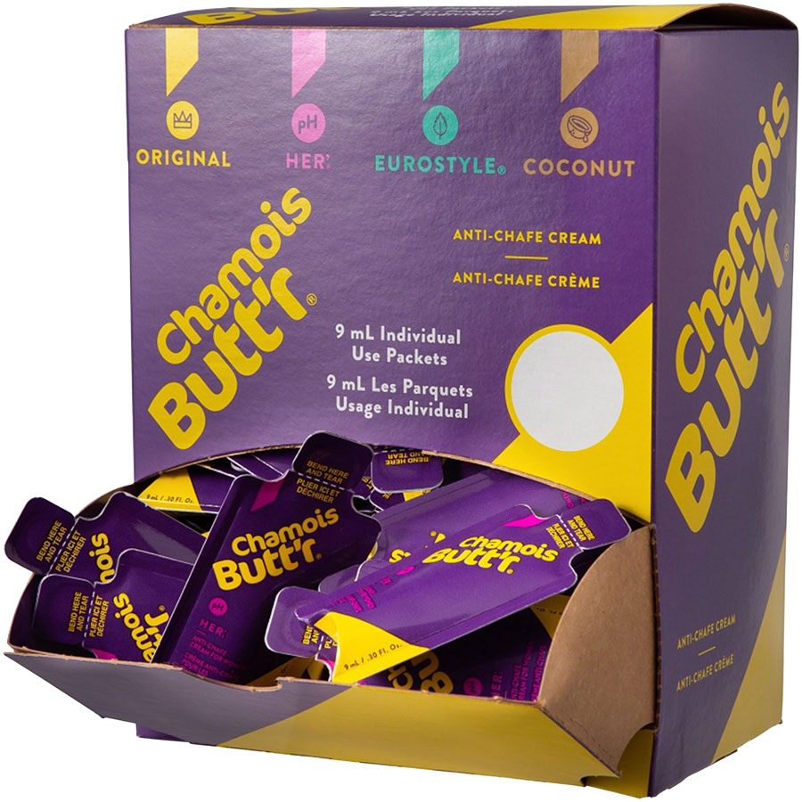Chamois Buttr Her: 0.3oz Packet POP Box of 75 Anti Chafe Chamois Butt'r