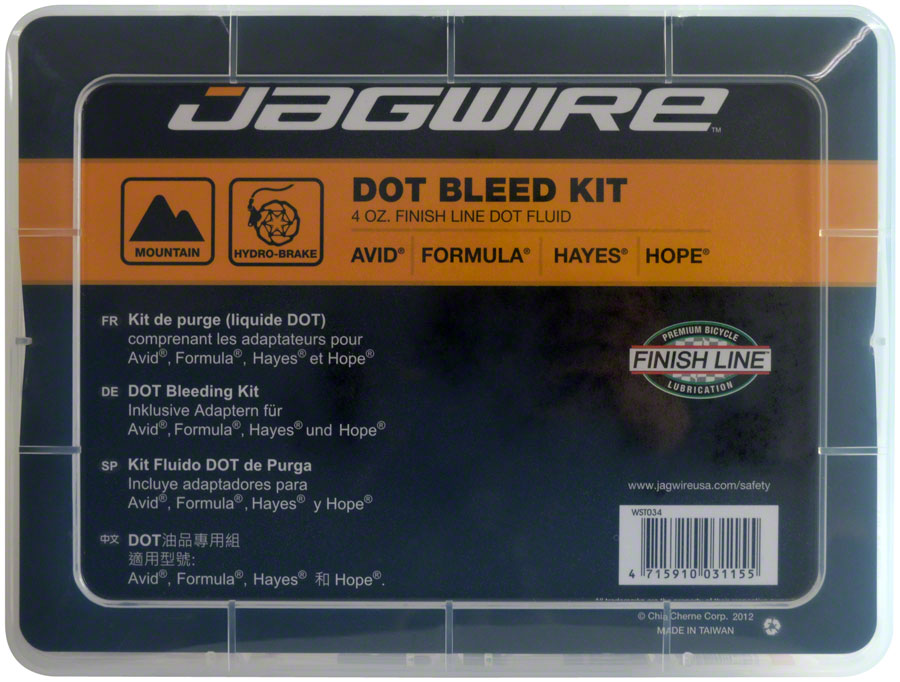 Jagwire Pro DOT Bleed Kit Finish Line DOT 5.1 Fluid - For Avid Hayes Formula Hope Disc Brakes Brake Tools Jagwire   