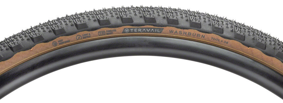 Teravail Washburn Tire - 700 x 38 Tubeless Folding Tan Durable Tires Teravail