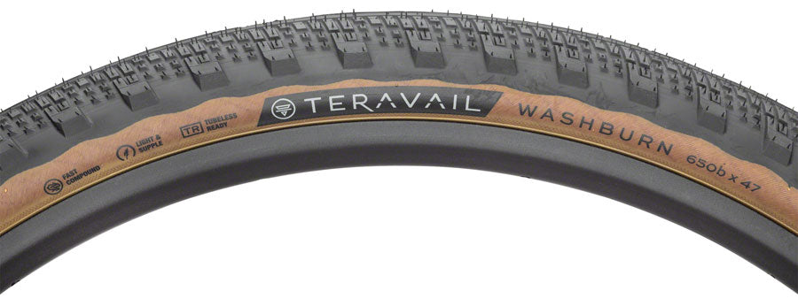 Teravail Washburn Tire - 650b x 47 Tubeless Folding Tan Durable Tires Teravail