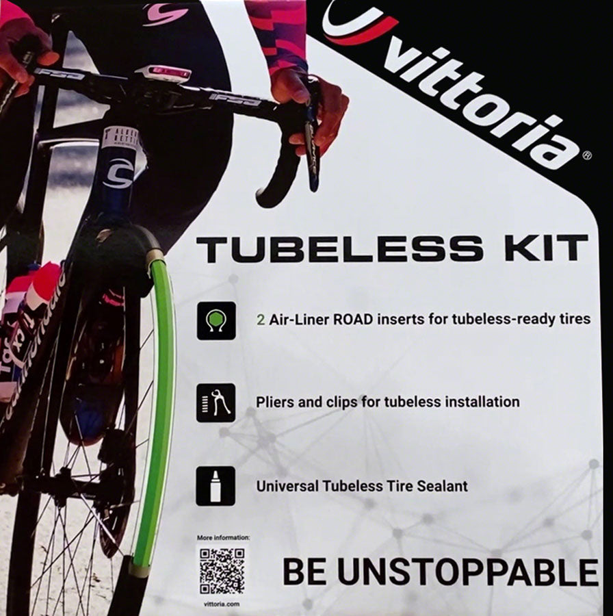 Vittoria Air-Liner Tubeless Road Kit - 2 Inserts Tire Sealant Pliers Clips Large 30mm Tubeless Accessories Vittoria