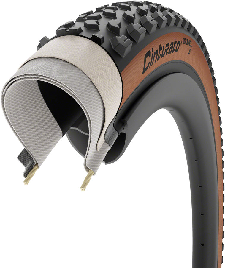 Pirelli Cinturato Gravel S Tire - 700 x 40 Tubeless Folding Classic Tan Tires Pirelli