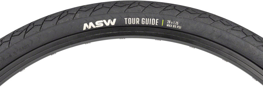 MSW Tour Guide Tire - 26 x 1.75 Black Rigid Wire Bead 33tpi Tires MSW