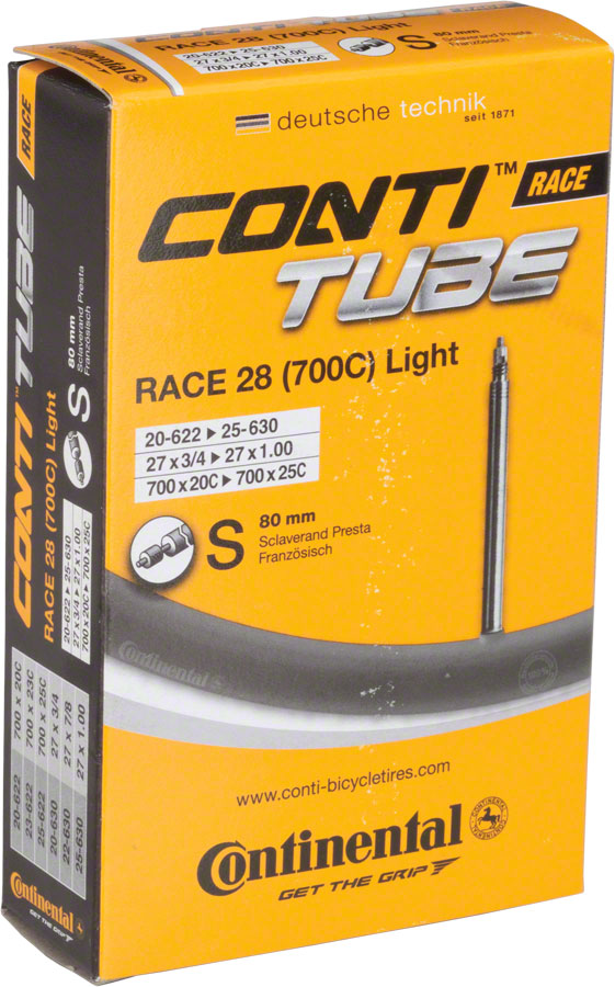 Continental Light Tube - 700 x 20 - 25mm 80mm Presta Valve Tube Continental