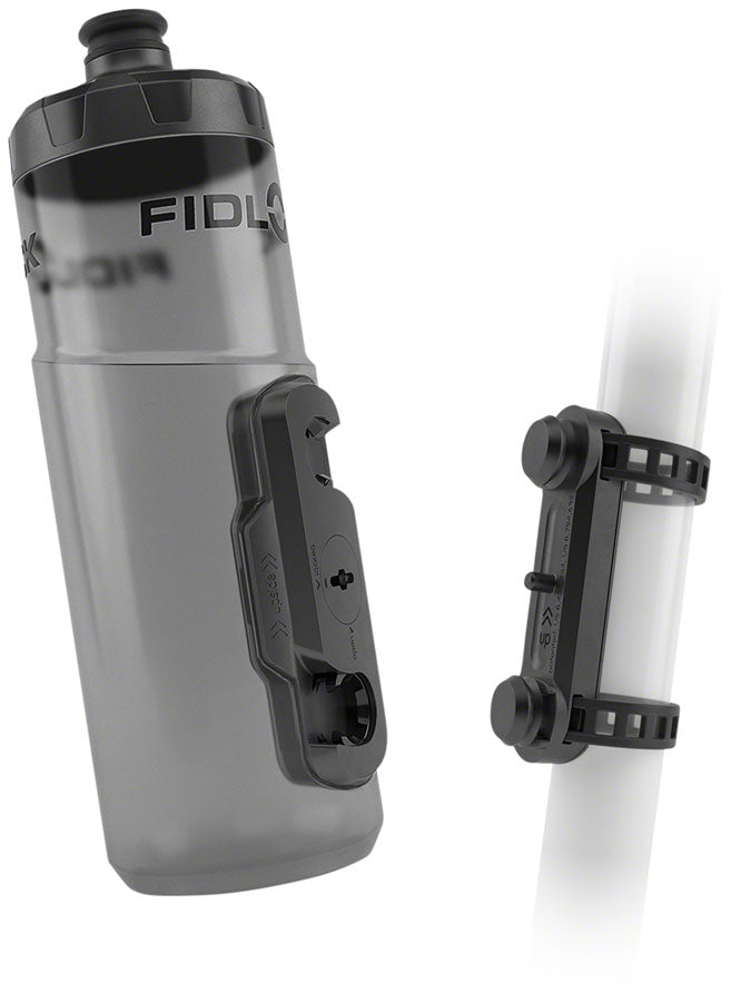 Fidlock TWIST Water Bottle Cage Set - Universal Base Mount Strap-On 600ml Smoke Water Bottles FIDLOCK