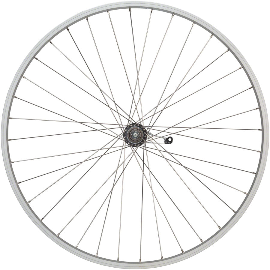 Quality Wheels Value Single Wall Series Coaster Brake Rear Wheel - 700c 3/8" x 124mm Coaster Brake 3 Prong Cog Silver Rear Wheel Quality Wheels