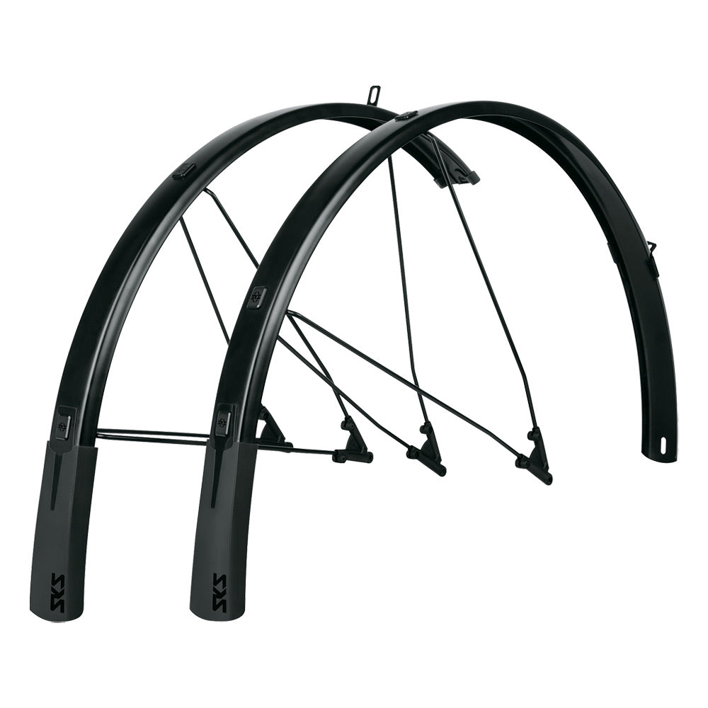 SKS B46 Bluemels Style Full Coverage Fender Set - 46mm 700 x 28-37 Matte BLK Full Coverage Fender SKS