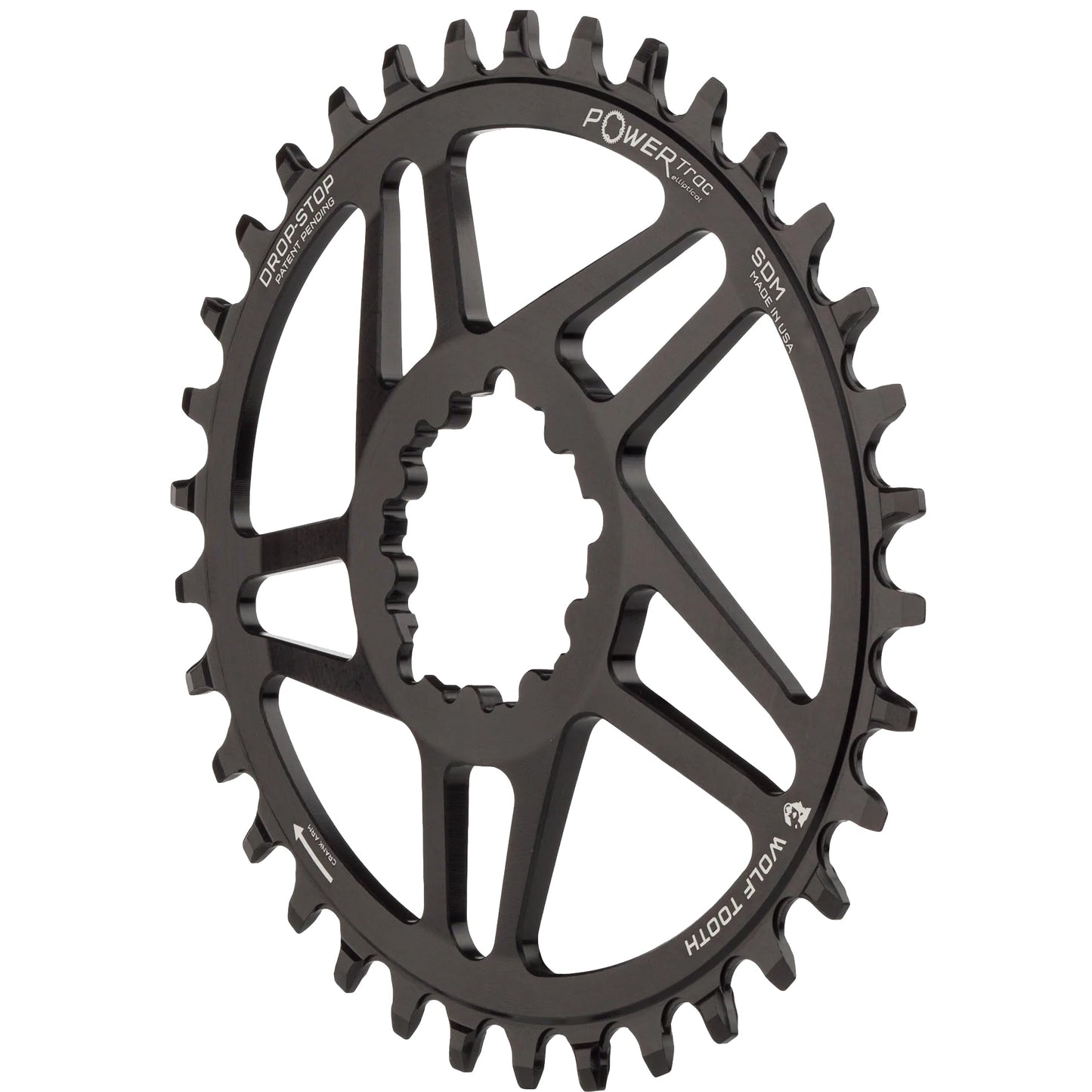 Wolf Tooth Elliptical Direct Mount Chainring - 30t SRAM Direct Mount For SRAM 3-Bolt Boost Cranks Requires Hyperglide+ Chain BLK Chainrings Wolf Tooth