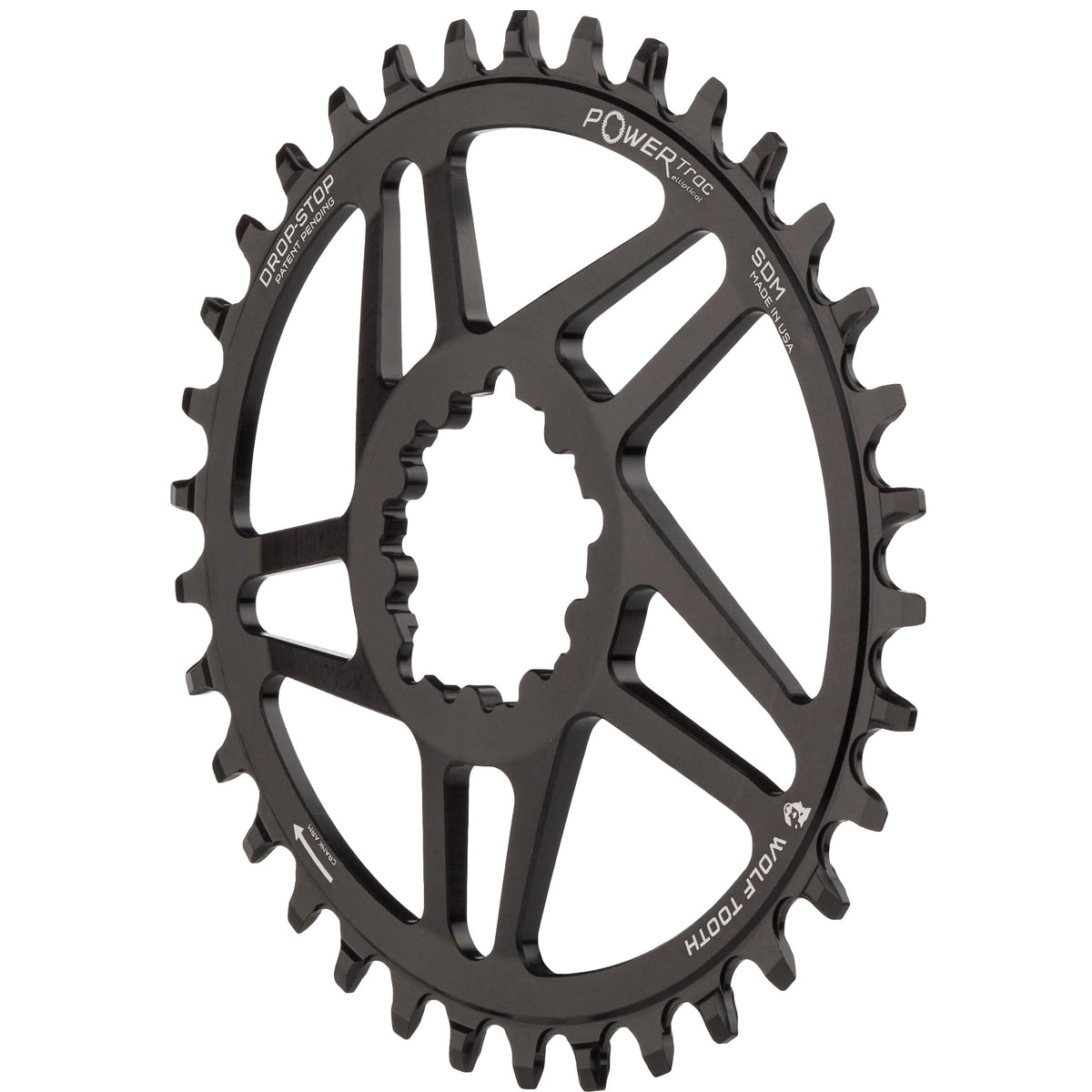 Wolf Tooth Elliptical Direct Mount Chainring - 32t SRAM Direct Mount For SRAM 3-Bolt Boost Cranks Requires Hyperglide+ Chain BLK Chainrings Wolf Tooth