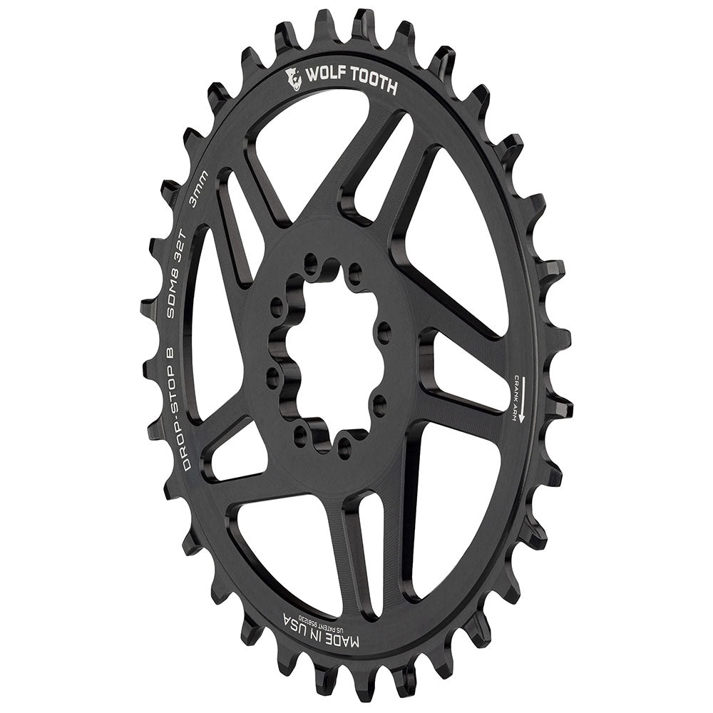 Wolf Tooth Direct Mount Chainring - 36t SRAM Direct Mount Drop-Stop B For SRAM 8-Bolt Cranksets 3mm Offset BLK Chainrings Wolf Tooth