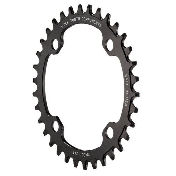 Wolf Tooth 104 BCD Chainring - 34t 104 BCD 4-Bolt Drop-Stop B Black Chainrings Wolf Tooth