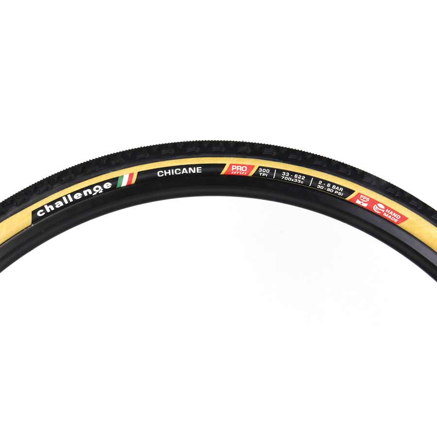 Challenge Chicane Pro Tire 700x33C Folding Clincher Natural SuperPoly PPS 300TPI Tanwall
