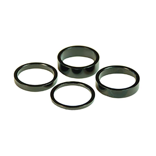 Wheels Manufacturing Aluminum Headset Spacer - 1-1/8" Assorted 4pcs Black