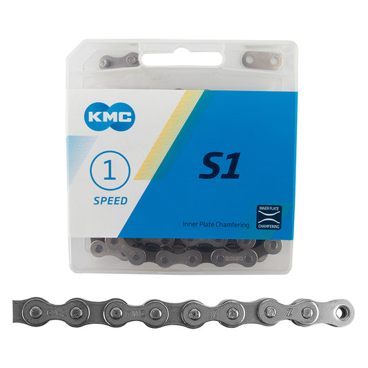 KMC S1 Chain - Single Speed 1/2" x 1/8" 112 Links Silver/Black