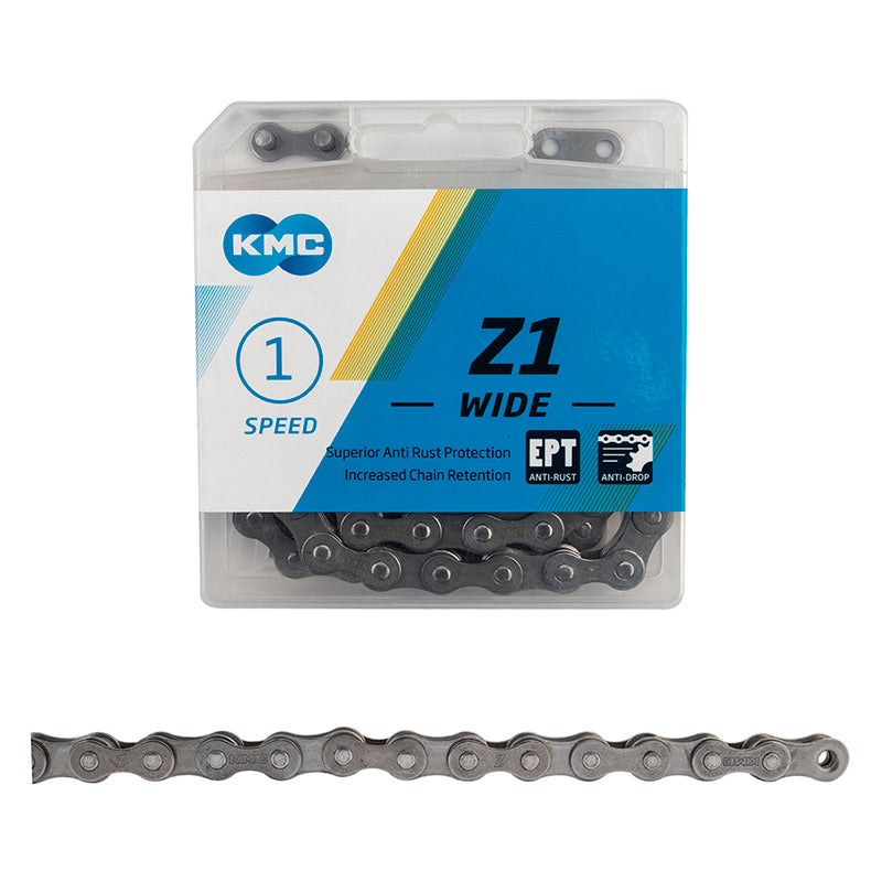 KMC Z1 Wide EPT Chain - Single Speed 1/2" x 1/8" 112 Links Silver